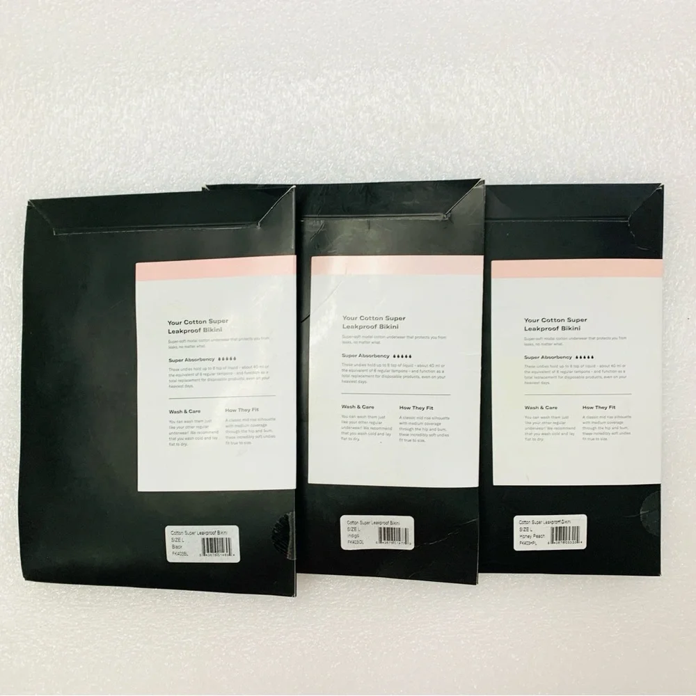 Knix Cotton Super Leakproof Bikini Panties - 3Pk Size L - Picture 2 of 10